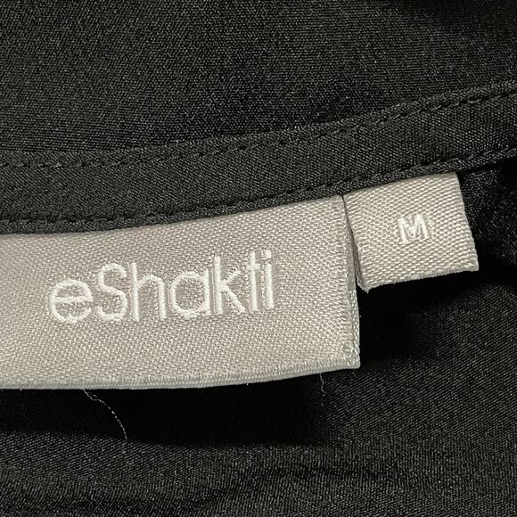 eShakti Top Women M Black White Bell Sleeves Minimalist Boho Hippie Minimalist - Picture 4 of 7